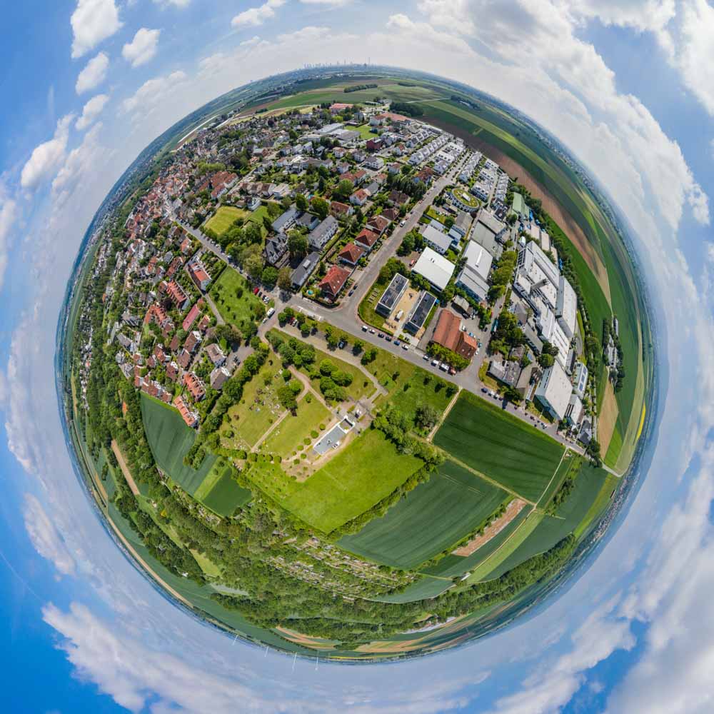 Kugelpanorama des Frankfurter Stadtteils Nieder-Erlenbach.